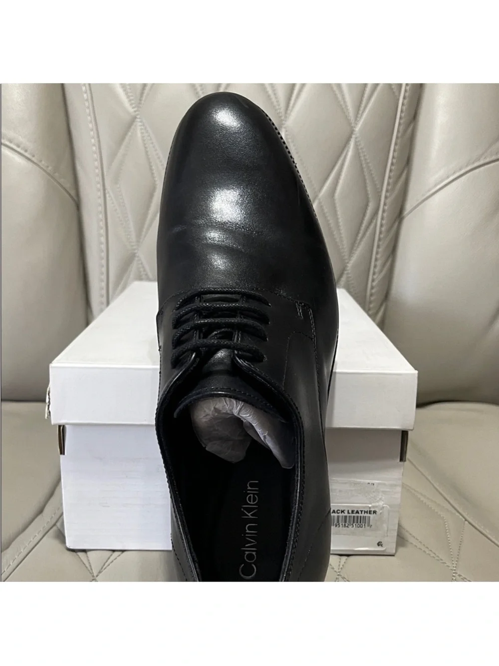 Calvin Klein Black Leather Derby Dress Shoe